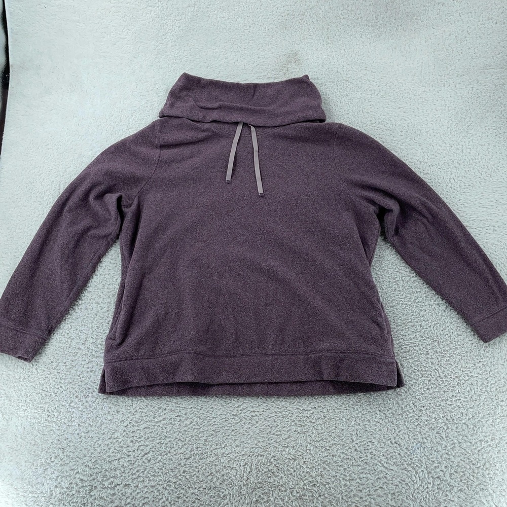 L.L.Bean Fleece Cowl Neck Sweatshirt Womens XL CROP FIT Drawstring Pullover Cozy